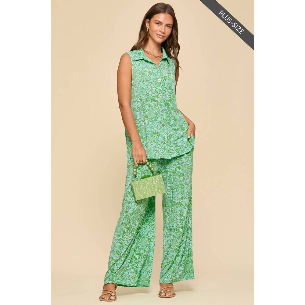 NEW DEAR SCARLETT 2-piece tank and relaxed pants resort wear set - plus in emera